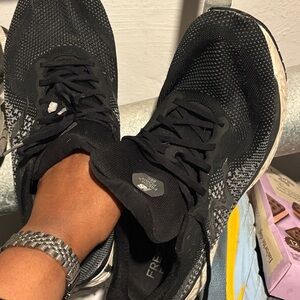 New Balance Black Knit Sneakers with White Speckle Accents